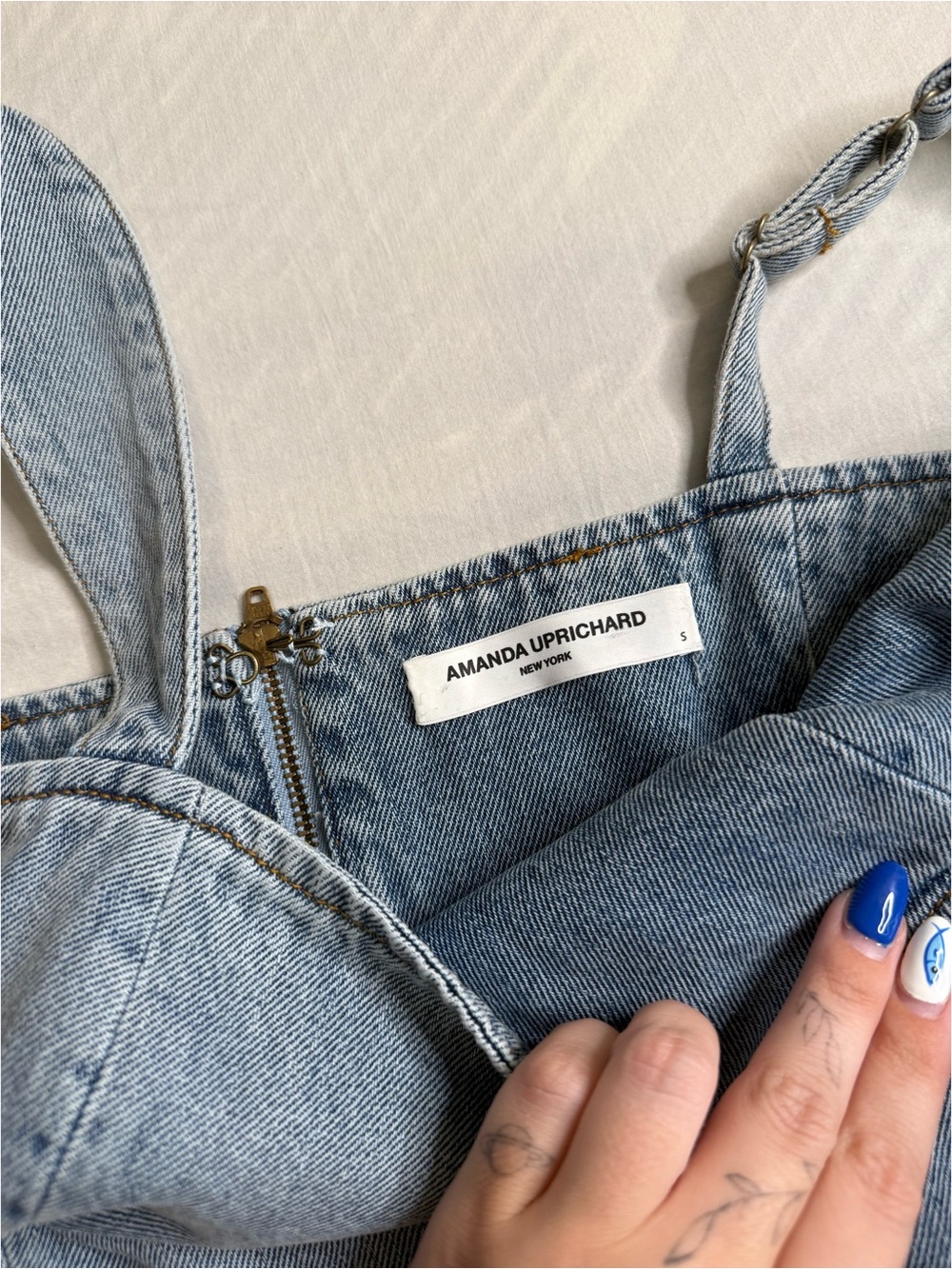 Light Blue Denim Pocket Mini Dress - Picture 4 of 5